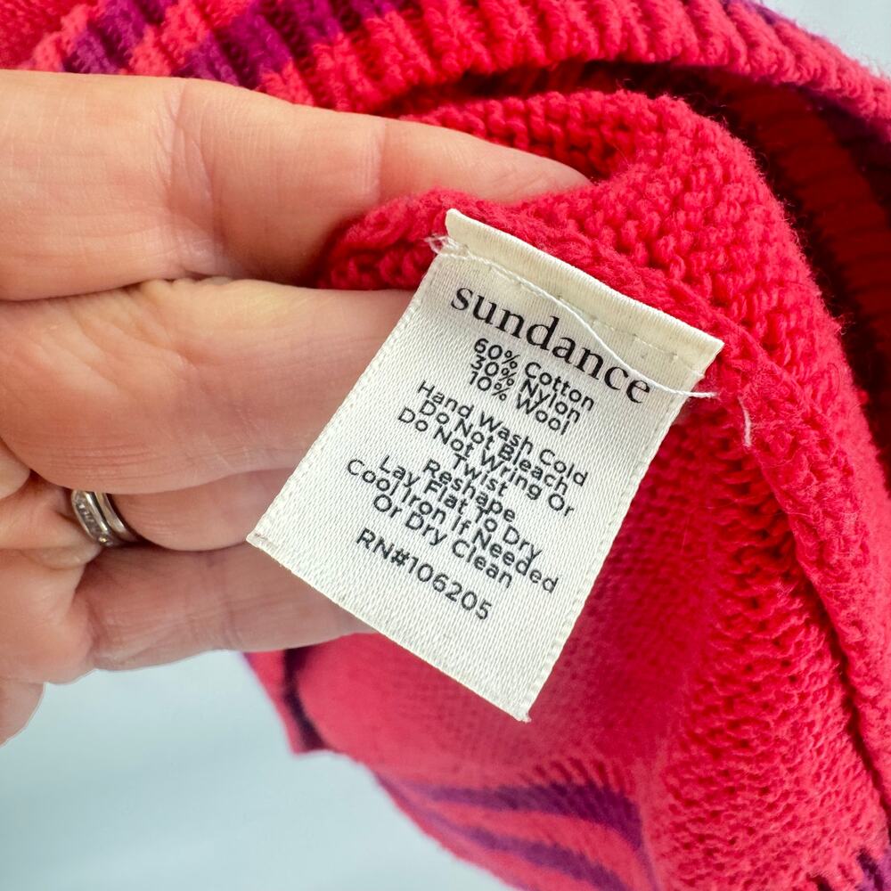 Sundance Red Fair Isle‎ Knit Sweater Women’s Size S Nordic Boho Winter Pullover - Picture 4 of 5
